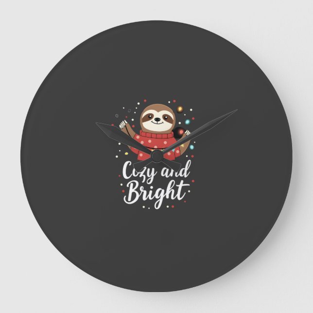 Cozy And Bright Sloth Christmas Lights (4) Large Clock (Front)