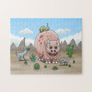 Cozy and Cute Fantasy Dinosaurs Jigsaw Puzzle