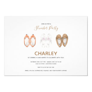 Cozy Animal Slippers Slumber Birthday Party Invitation