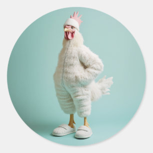 Cozy Anthropomorphic Chicken Furry Suit Slippers Classic Round Sticker