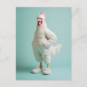 Cozy Anthropomorphic Chicken Furry Suit Slippers Postcard