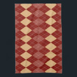 Cozy Argyle Aesthetic with Dotted Lines Tea Towel<br><div class="desc">Argyle pattern with alternating red and beige diamonds,  intersected by dotted lines creating a retro,  cozy aesthetic. Symmetrical and geometric design.</div>