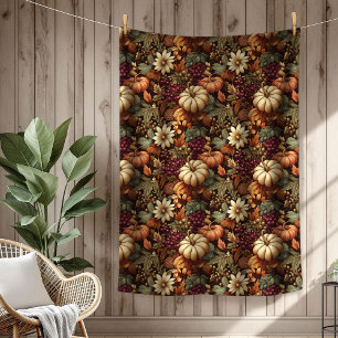 Cozy Autumn Blanket with Pumpkins Floral Elegance