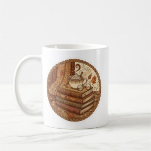 Cozy Autumn Books and Coffee Illustration Mug