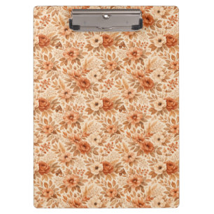 Cozy Autumn Floral Pattern Clipboard