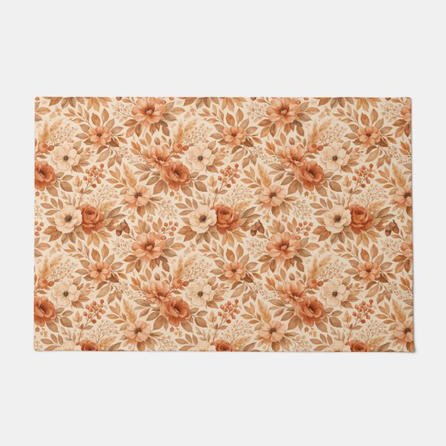 Cozy Autumn Floral Pattern Doormat (Front)
