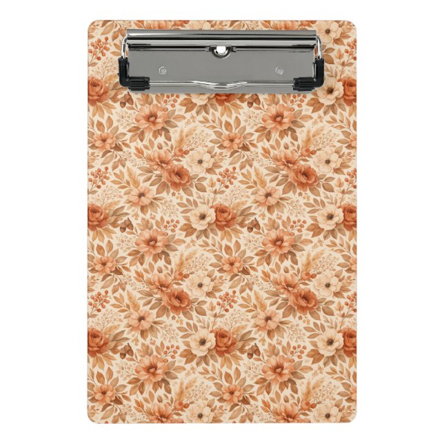 Cozy Autumn Floral Pattern Mini Clipboard (Front)