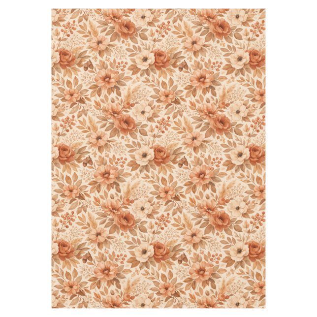 Cozy Autumn Floral Pattern Tablecloth (Front)