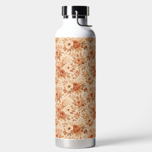 Cozy Autumn Floral Pattern Water Bottle