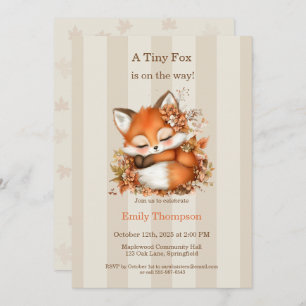 Cozy Autumn Fox Baby Shower Cozy Woodland Party Invitation