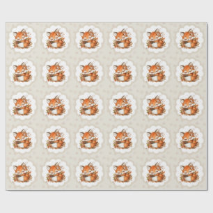 Cozy Autumn Fox Baby Shower Cozy Woodland Party Wrapping Paper
