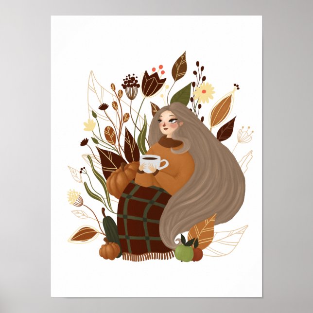 Cozy Autumn Girl Poster (Front)