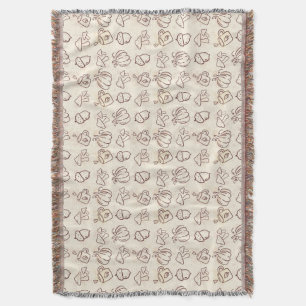 Cozy Autumn Harvest Doodle Pattern Woven Throw Bla Blanket