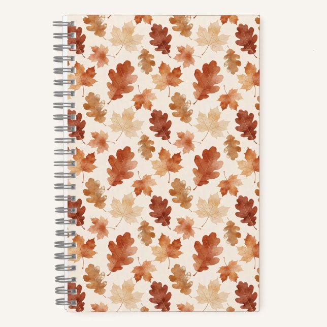 Cozy Autumn Leaf Pattern Notebook (Front)