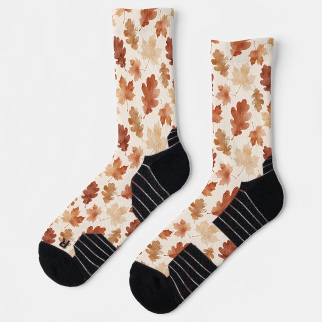 Cozy Autumn Leaf Pattern Socks (Left)