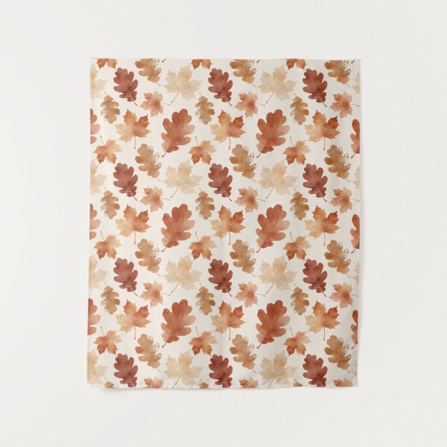 Cozy Autumn Leaf Pattern Tapestry (Front)