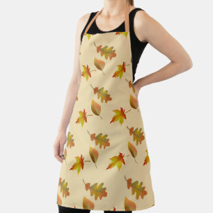 Cozy autumn maple leaves oak leaves apron
