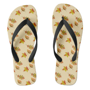 Cozy autumn maple leaves oak leaves thongs