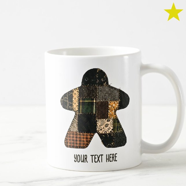 Cozy Autumn Patchwork Quilt Meeple Board Game Coffee Mug (Creator Uploaded)