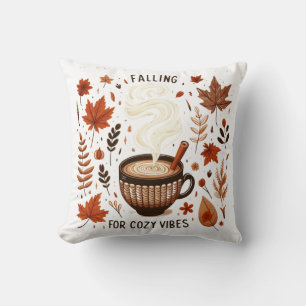 Cozy Autumn Pumpkin Spice & Fall Leaves Vibes Cushion