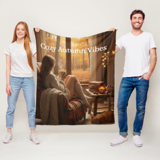 Cozy Autumn Vibes | Personalized Fall Cabin Window Fleece Blanket