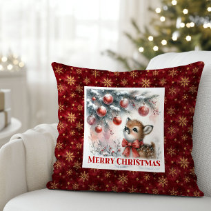 Cozy Baby Deer Snowy Forest Kids Gift Christmas  Cushion