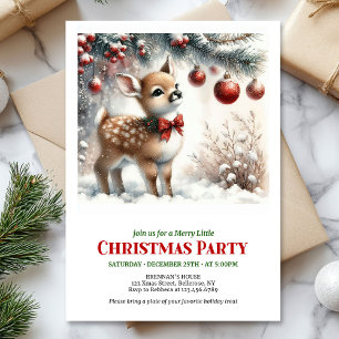 Cozy baby deer winter scene Christmas party invite