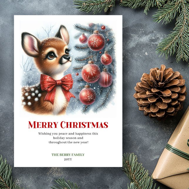 Cozy Baby Fawn Christmas Scene Watercolor Greeting Holiday Card (Cozy Baby Fawn Christmas Scene Watercolor Greeting Card

)