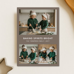 Cozy Baking Spirits Bright Family Christmas Photo Holiday Card