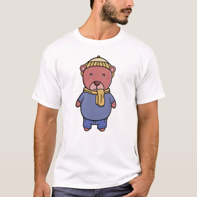 Cozy Bear in Winter Attire T-Shirt (Front)
