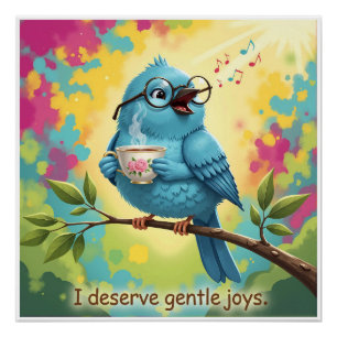 Cozy Bird Aesthetic Glossy Poster  