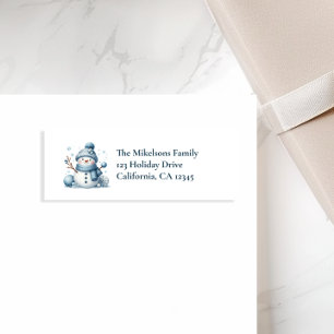 Cozy Blue Rustic Christmas Return Address Label