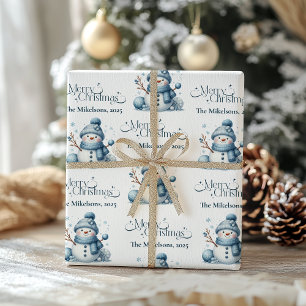 Cozy Blue Rustic Christmas Wrapping Paper