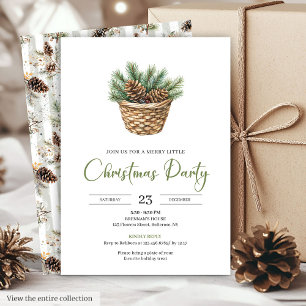 Cozy Bohemian Pine Wreath Minimalist Christmas  Invitation