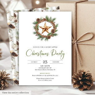 Cozy Bohemian Pine Wreath Minimalist Christmas  Invitation