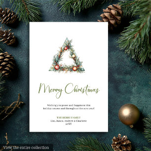 Cozy Bohemian Pine Wreath Neutral Holiday Card