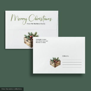 Cozy Bohemian Pine Wreath Neutral Mail Envelope