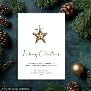 Cozy Boho Botanical Minimalist Holiday Greeting Card