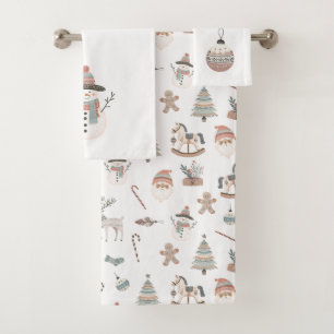 Cozy Boho Christmas Bath Towel Set