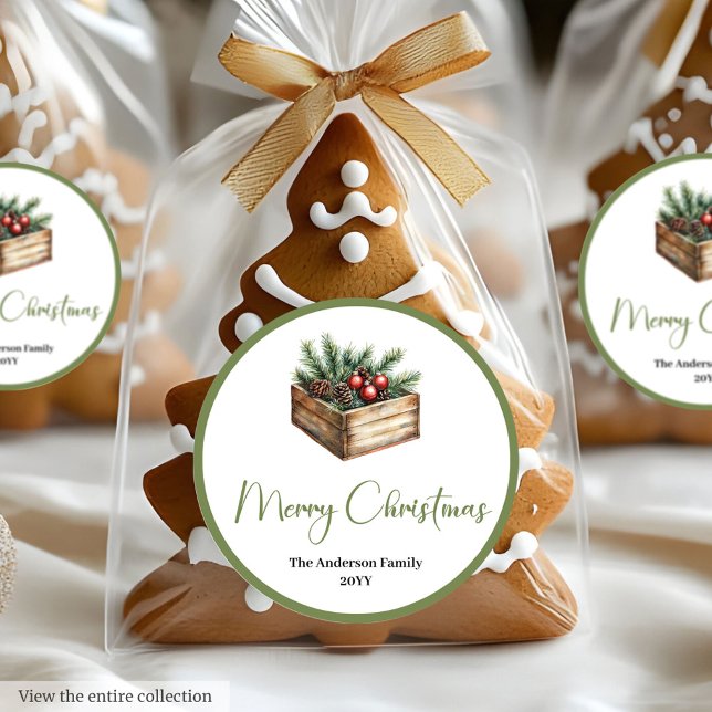 Cozy Boho Classic Holiday Gift Wrap Round Stickers (Cozy Boho Classic Holiday Gift Wrap Round Sticker

)