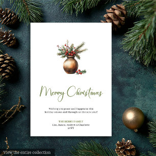 Cozy Boho Pine Wreath Minimalist Christmas Card