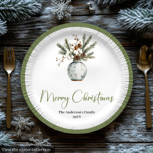 Cozy Boho Watercolor Christmas Bouquet Plates