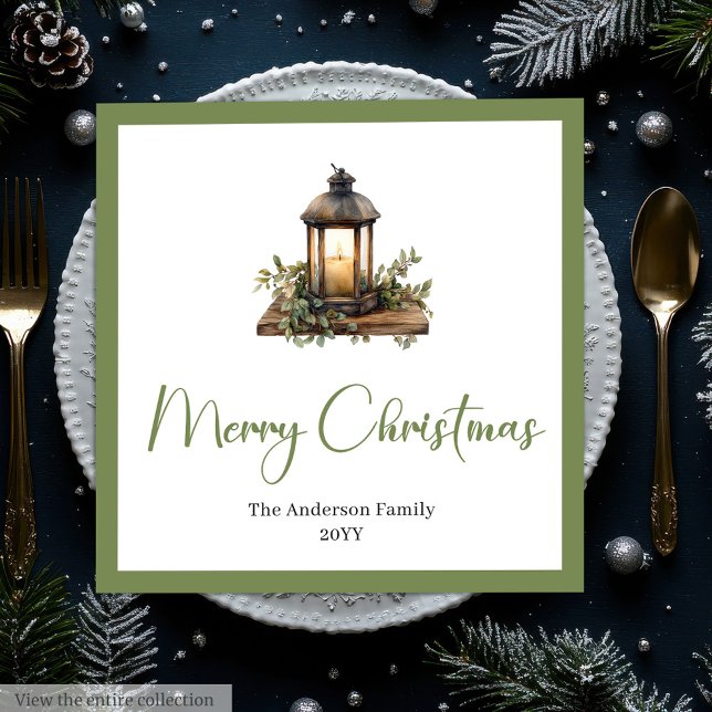 Cozy Boho Watercolor Christmas Lantern Dinner  Napkin (Cozy Boho Watercolor Christmas Lantern Dinner Napkins)