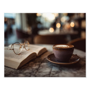 Cozy Book Cafe Coffee Reading Moment Photo Print