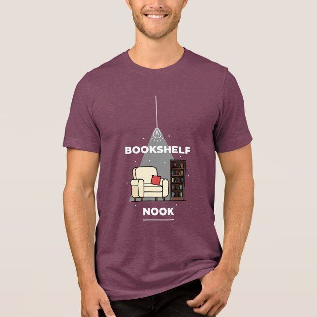 Cozy Bookshelf Nook Reading Corner Design Tri-Blend Shirt (Front)