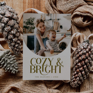 Cozy Bright Elegant Photo Beige Holiday Card