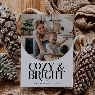 Cozy Bright Elegant Photo White Holiday Card