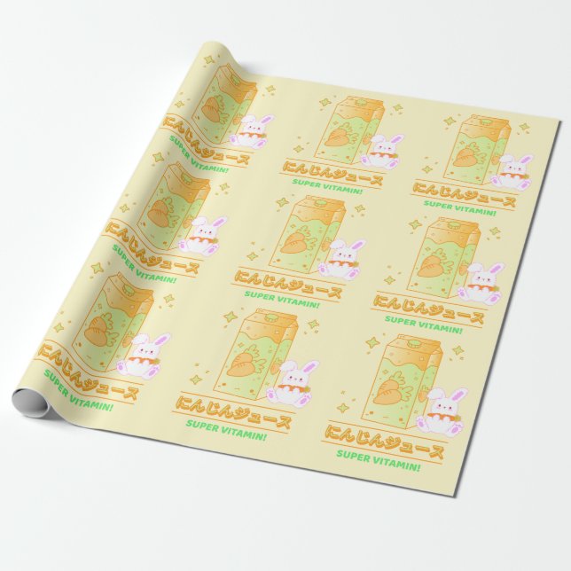 COZY BUNNY WITH CARROT JUICE WRAPPING PAPER (Unrolled)