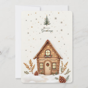 Cozy Cabin Christmas Card   Rustic Holiday