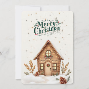 Cozy Cabin Christmas Card   Rustic Holiday